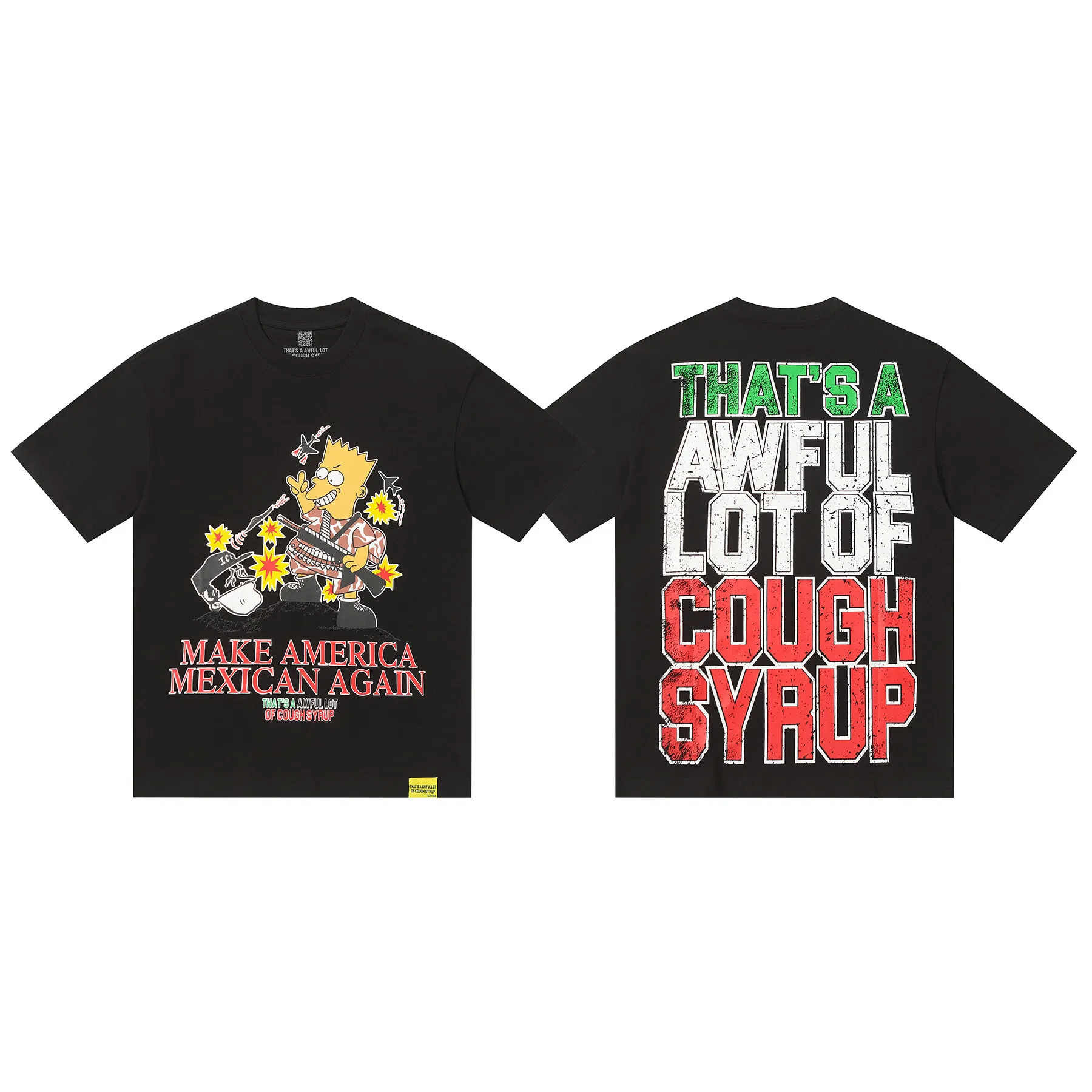 #active Black | THAT'S A AWFUL LOT OF COUGH SYRUP In Stock Real shot American simple trendy brand loose casual T-shirt Fabric (fabric): 32 counts Weight combed double yarn pure cotton Sizes (size): S-M L X L Color (colour): Active Black